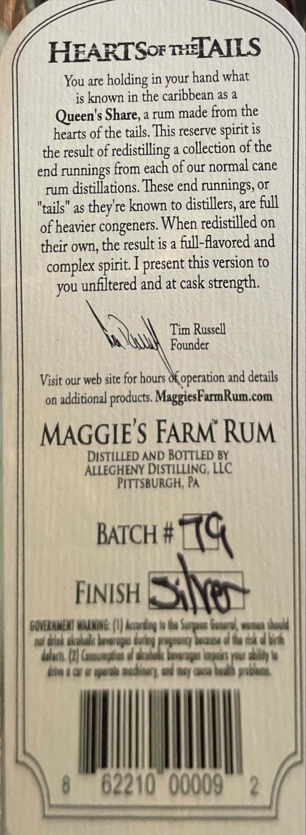 Maggie’s Farm Queen’s Share Rum - Allegheny Distilling LLC (750 mL) alcohol collectible [Barcode 862210000092] - Main Image 3