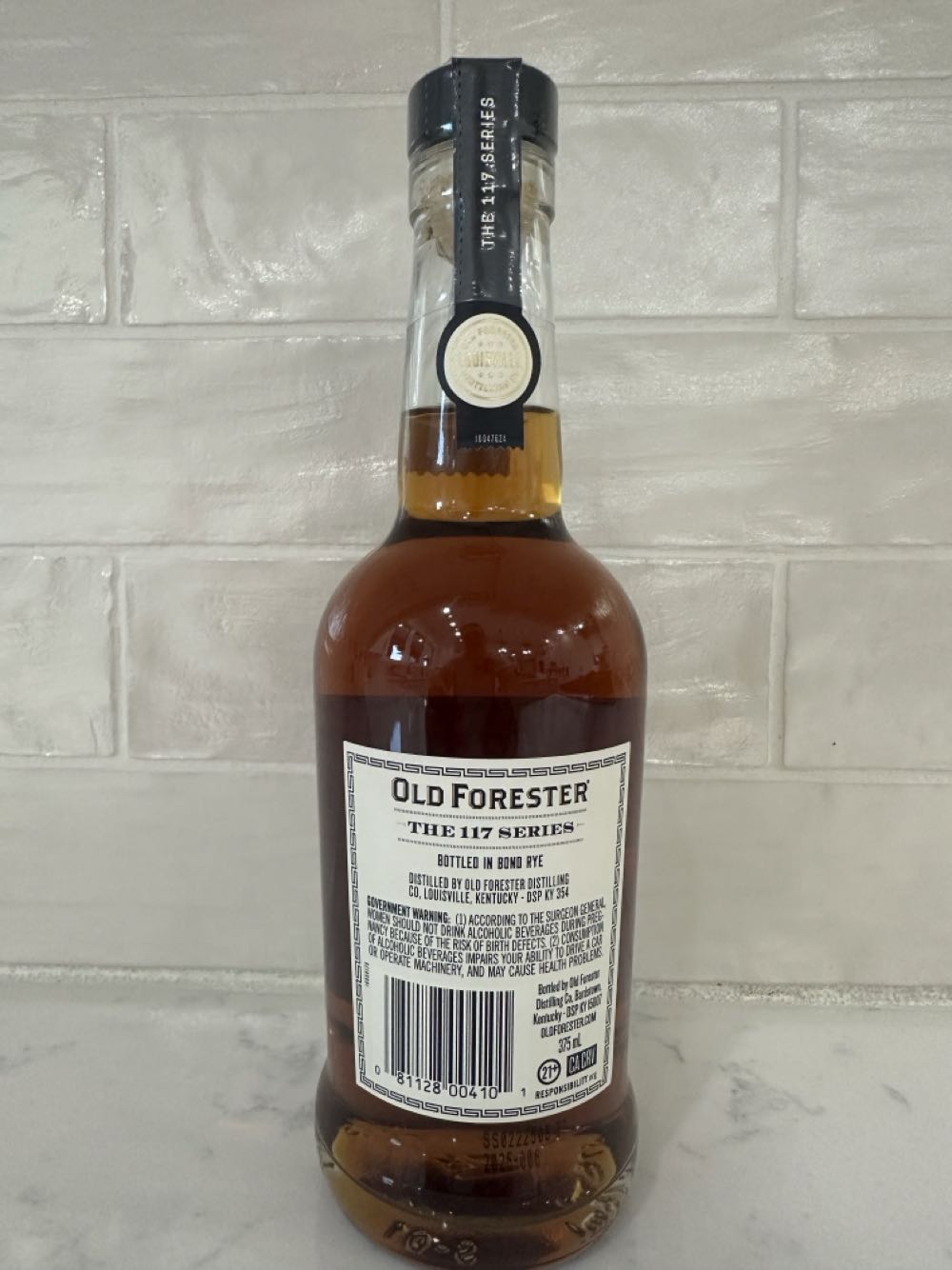 Old Forester The 117 Series Bottled In Bond Rye - Brown Foreman Distillers (375 mL) alcohol collectible [Barcode 081128004101] - Main Image 2