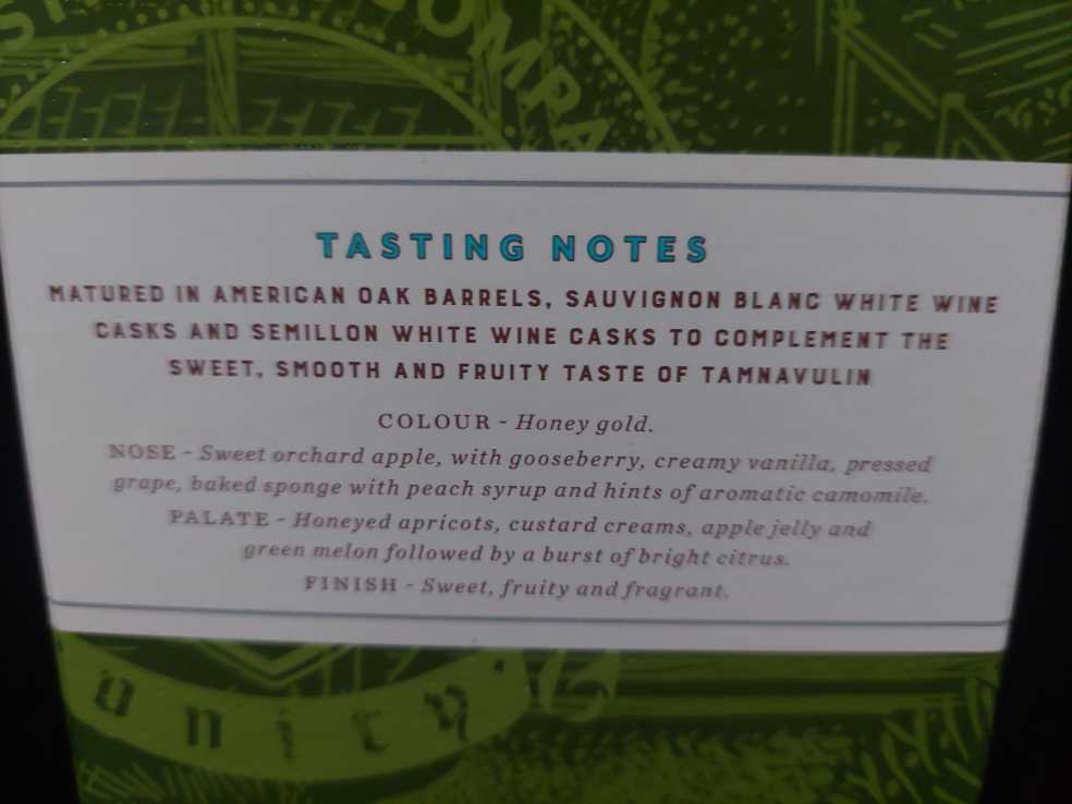 Tamnavulin Sauvignon Blanc Cask Edition Speyside 40%  (1 L) alcohol collectible [Barcode 5013967020863] - Main Image 4