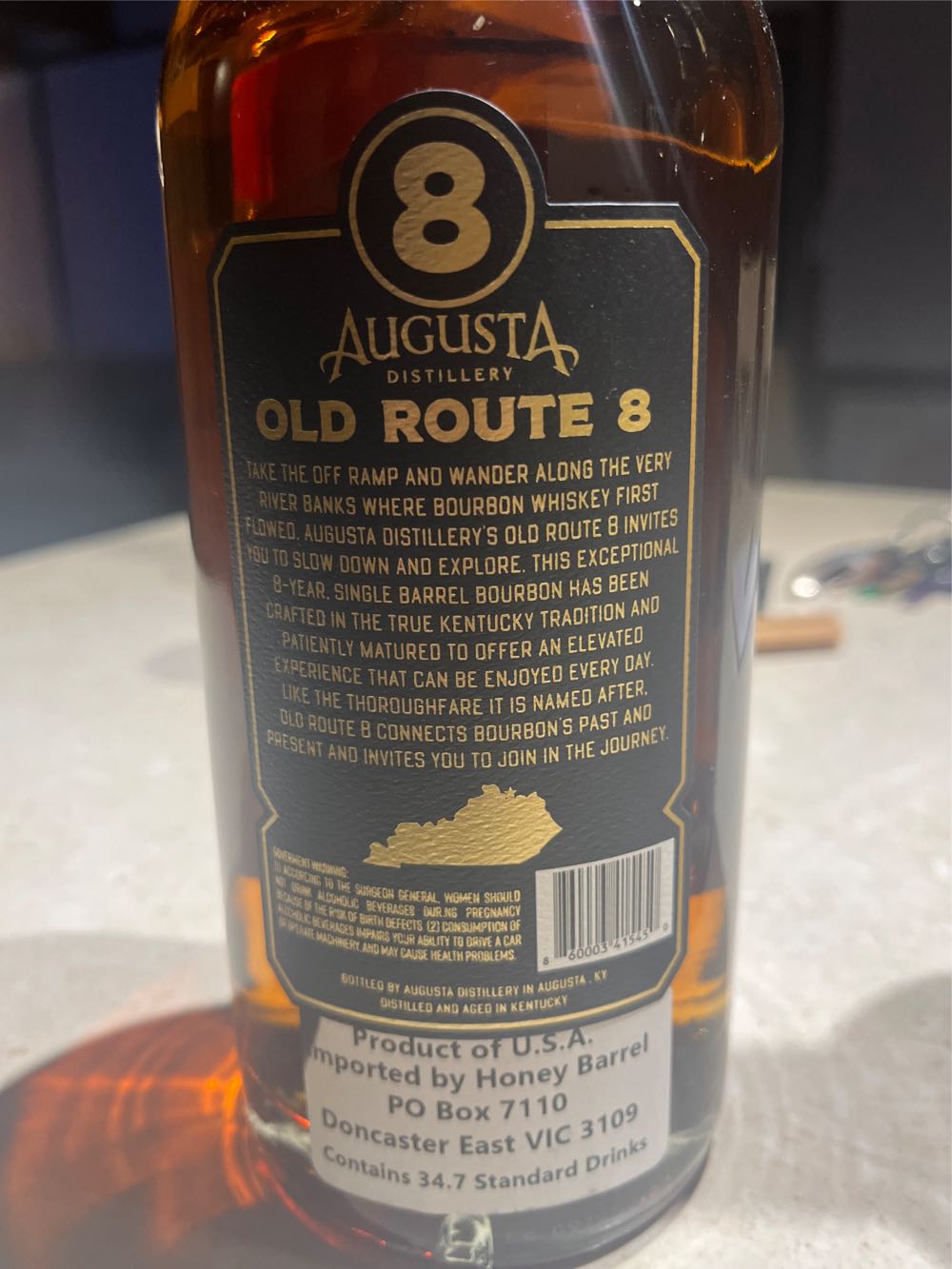 Augusta Old Route 8 Single Barrel Pick  (750 mL) alcohol collectible [Barcode 860003415450] - Main Image 2