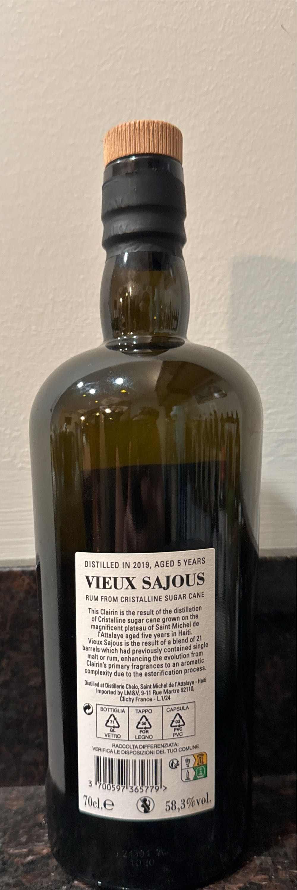 Clairin Vieux Sajous 5 Year - Chelo alcohol collectible [Barcode 3700597365779] - Main Image 2