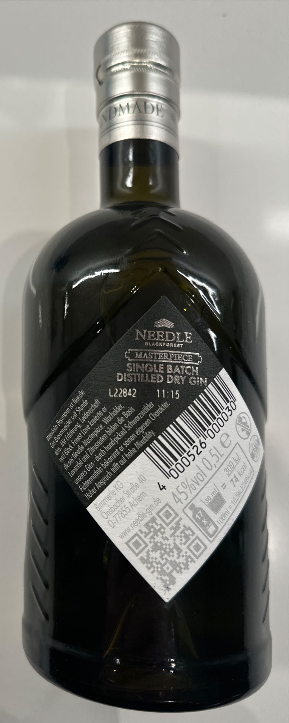 Needle Masterpiece Dry Gin 45% Vol. 05 Black Forest Blackforest Gin 05l  alcohol collectible [Barcode 4000526000030] - Main Image 2