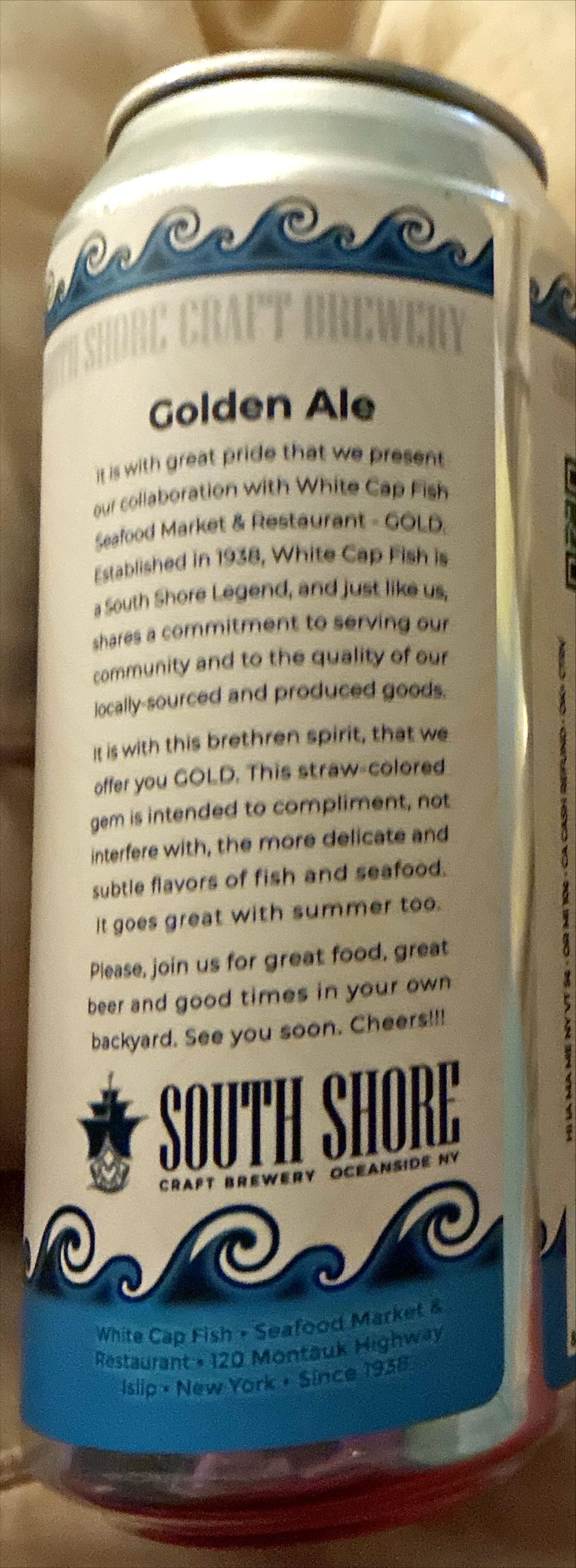 White Cap Gold - South Shore Craft Brewery (16 FL OZ) alcohol collectible [Barcode 850021117399] - Main Image 2