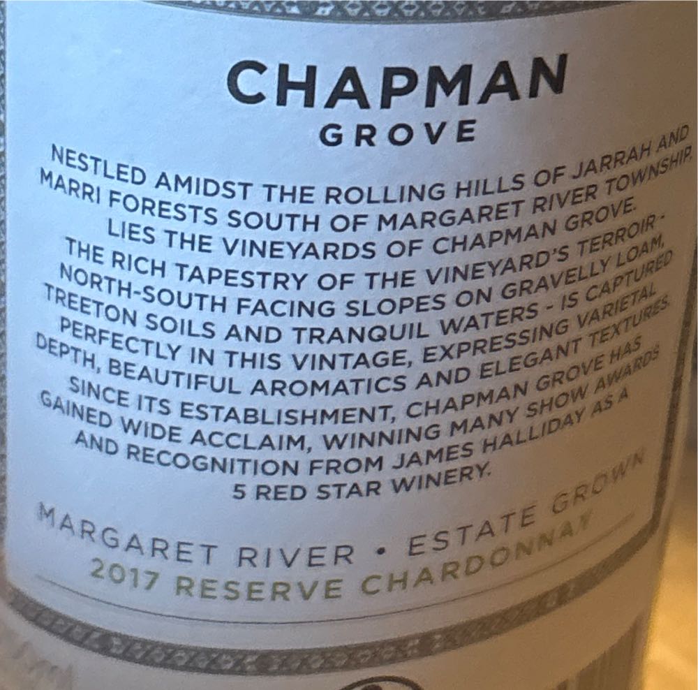 Chapman Grove Chardonnay - Chapman Grove alcohol collectible - Main Image 2