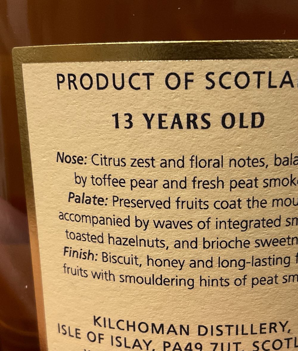 13 Years Old Limited Edition - Kilchoman Distillery (700 mL) alcohol collectible [Barcode 5060210708245] - Main Image 3