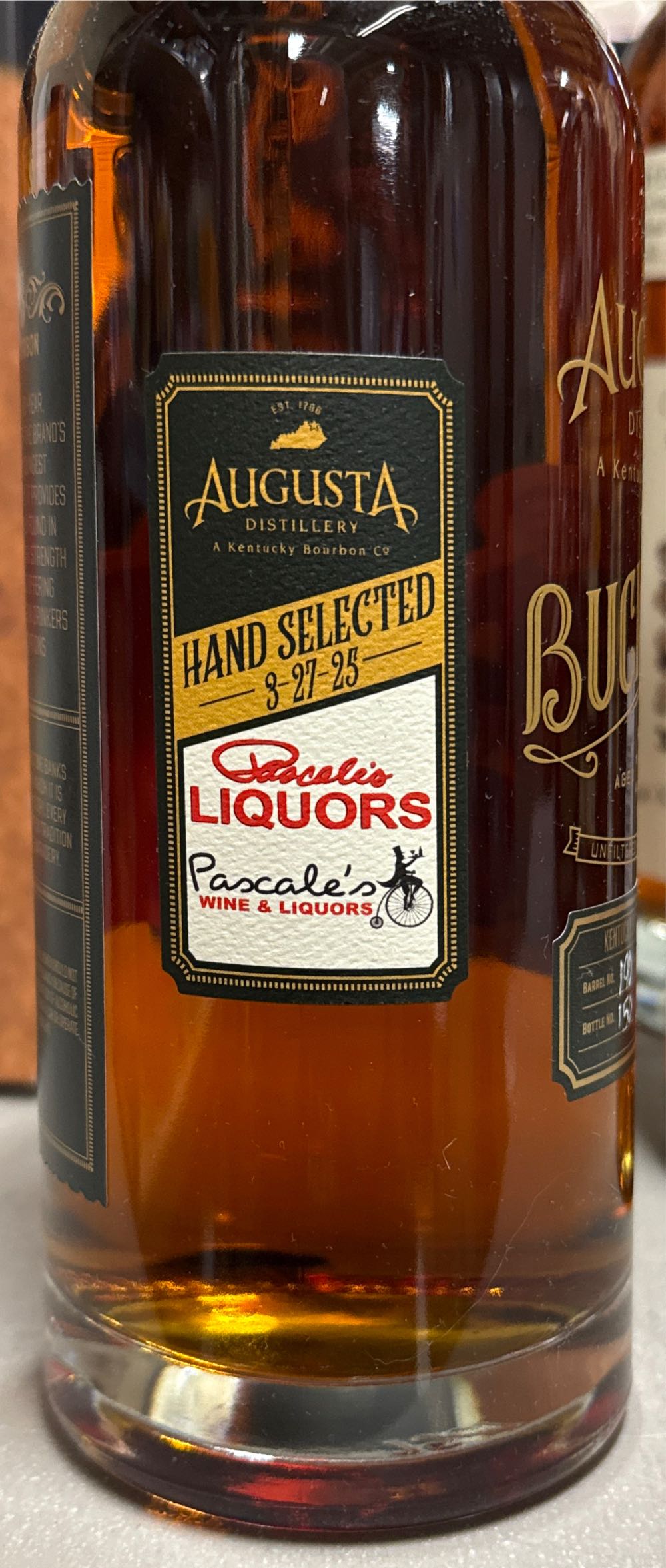 Buckner’s Single Barrel 10 Year Barrel Pascale’s  alcohol collectible [Barcode 860003415474] - Main Image 3