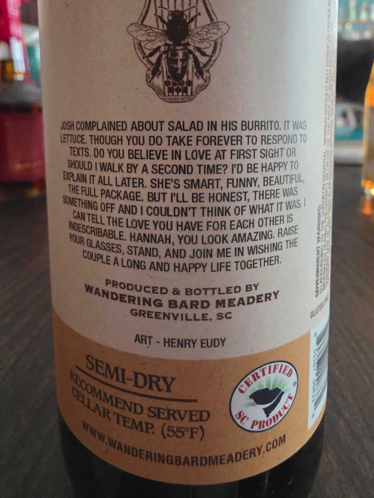 The Bear And The Bard - Wandering Bard Meadery (500 mL) alcohol collectible [Barcode 6033844107370] - Main Image 2