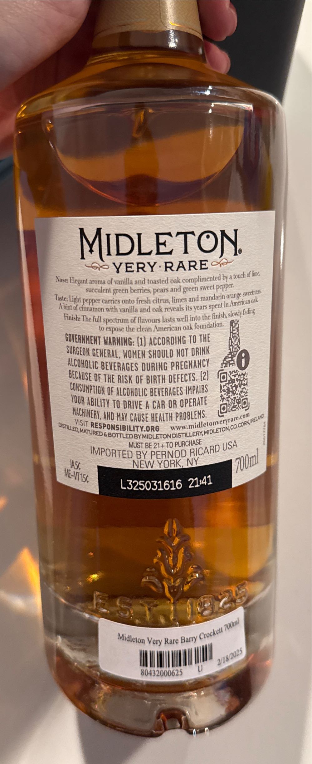 Midleton Very Rare Barry Crockett Legacy - Midleton Distillery (700 mL) alcohol collectible - Main Image 3
