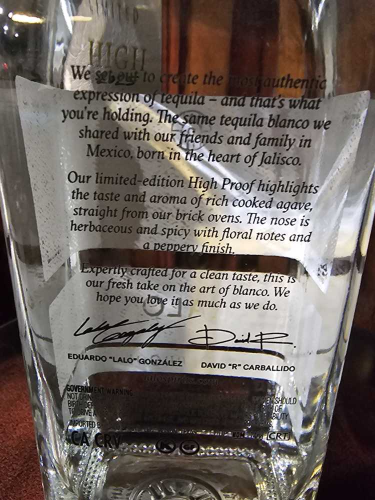 Lalo 2025 Limited Edition High Proof Blanco Tequila - Nom 1468 (750 mL) alcohol collectible [Barcode 811041030082] - Main Image 2