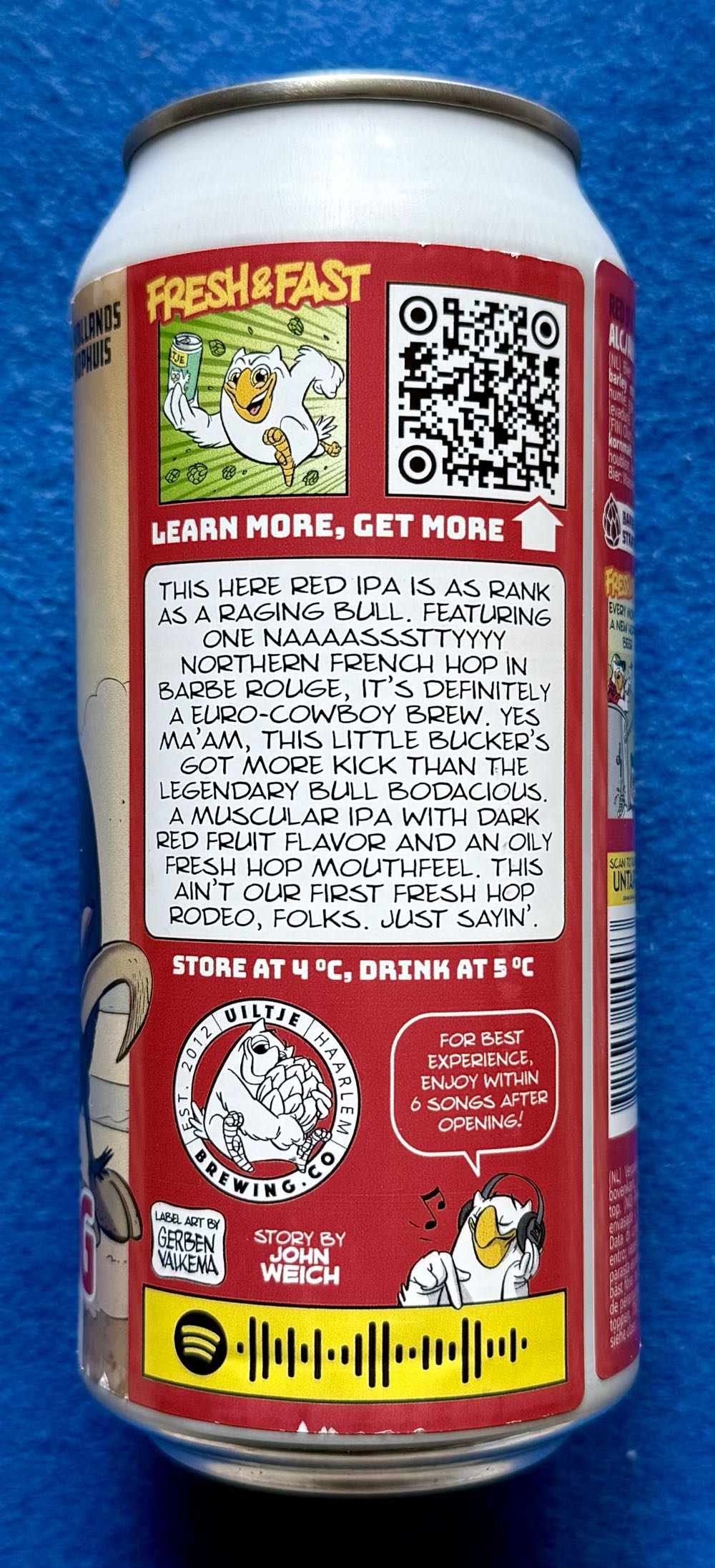 Red Shirt Rodeo Riding - Uiltje Brewing Company (440 mL) alcohol collectible [Barcode 8721055140573] - Main Image 4