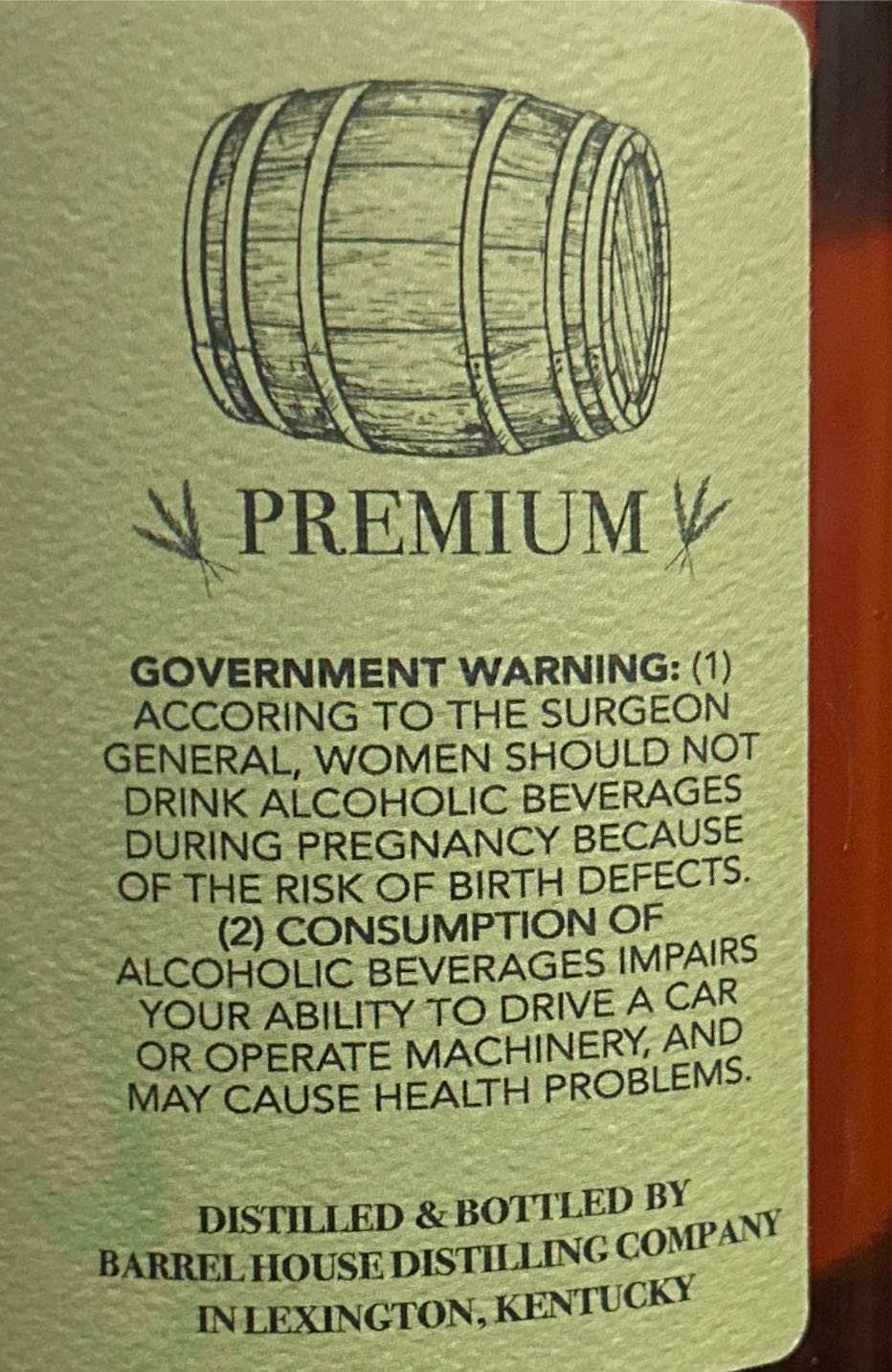 Barrel House Select Cask Strength Single Barrel Straight Bourbon Whiskey - Barrel House Distilling Company Lexington Kentucky alcohol collectible [Barcode 898945002247] - Main Image 2