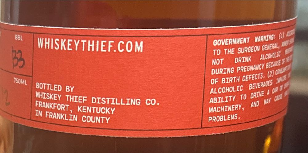 Wiskey Thief Distilling Co. Straight From The Barrel - Wiskey Thief Distilling Co. (750 mL) alcohol collectible - Main Image 4