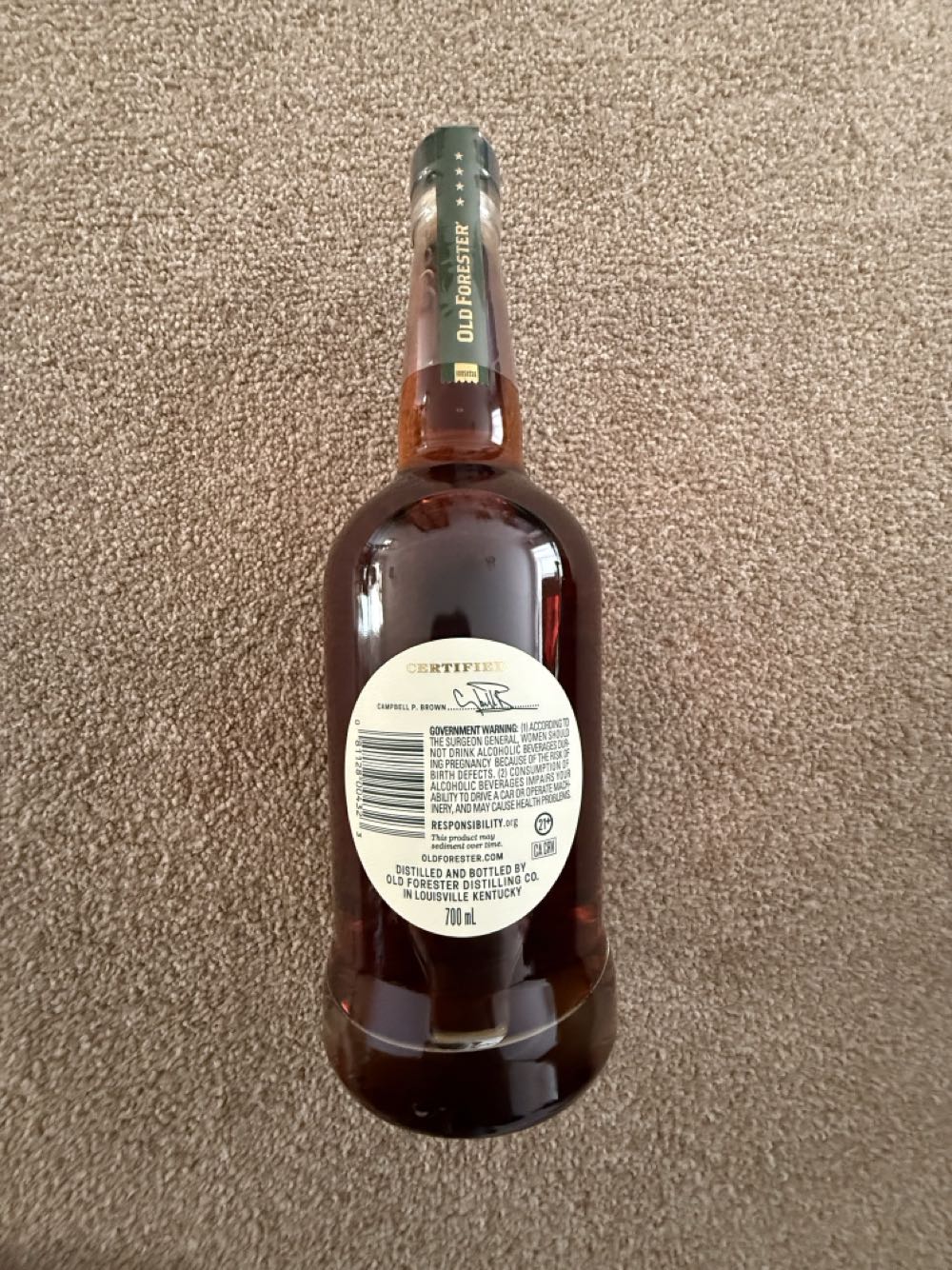 Old Forester - The Presidents Choice Rye - Old Forester Distilling Co. (700 mL) alcohol collectible [Barcode 081128004323] - Main Image 2