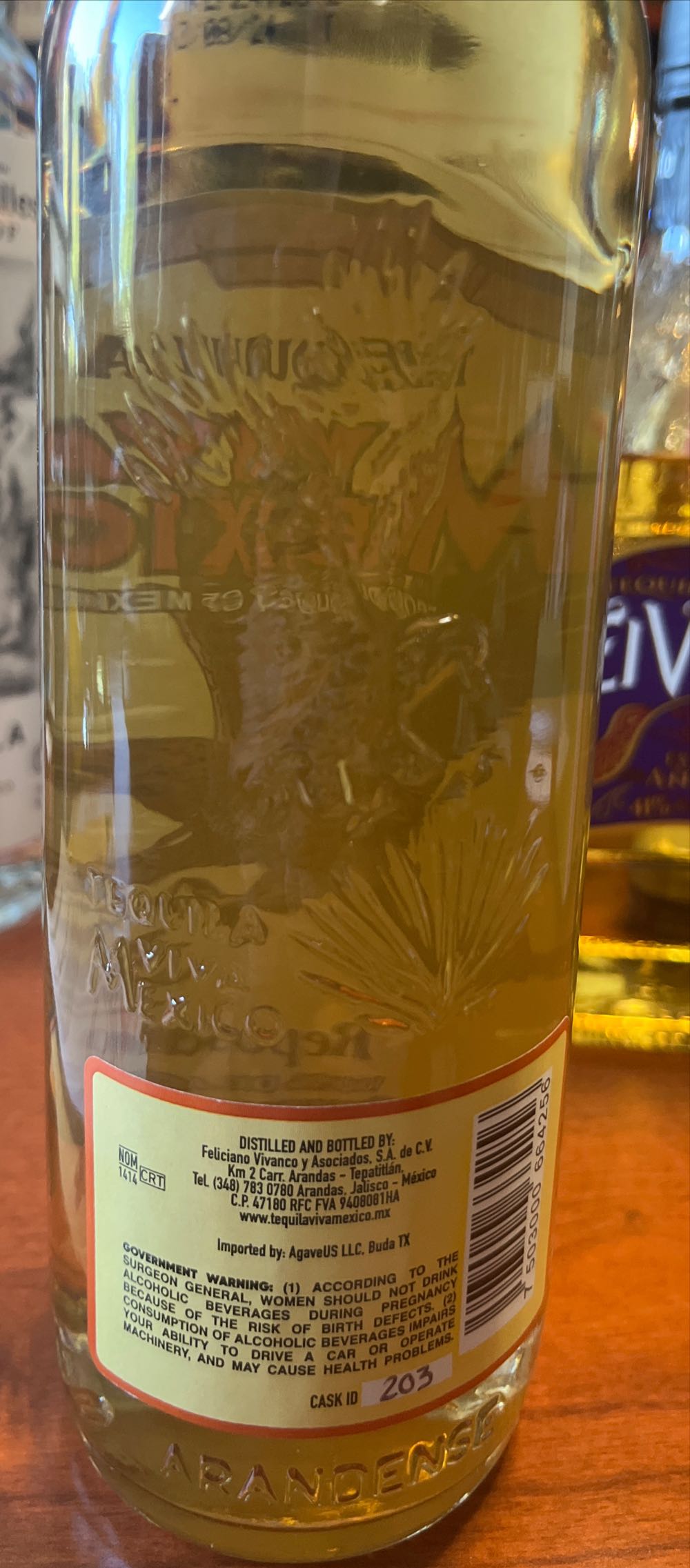 Viva México single Barrel Reposado For NASA Liquors - Nom 1414 (750 mL) alcohol collectible [Barcode 7503000664256] - Main Image 3