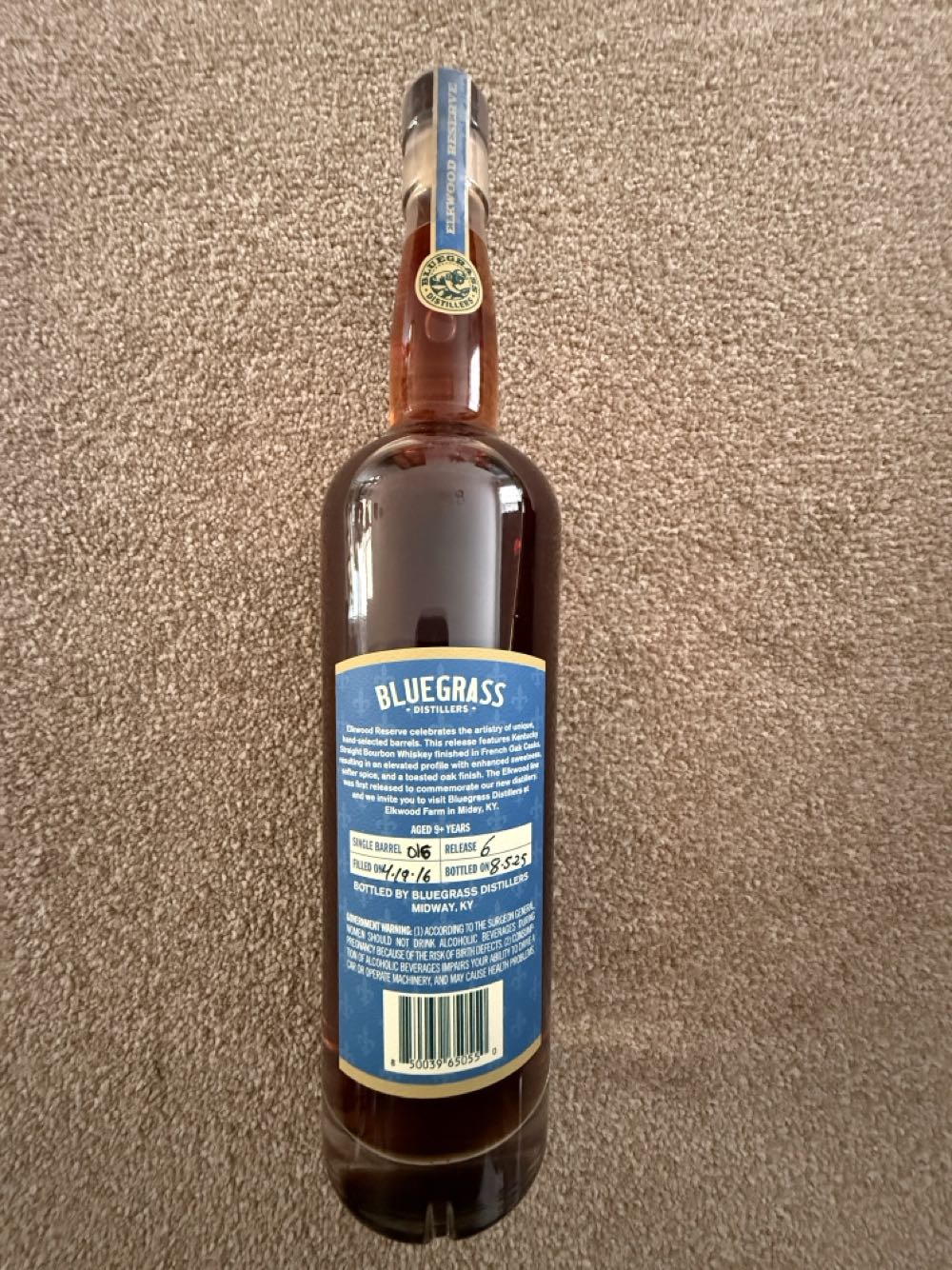 Elkwood Reserve French Oaked Aged 9 Years - Bluegrass Distillers (750 mL) alcohol collectible [Barcode 850039650550] - Main Image 2