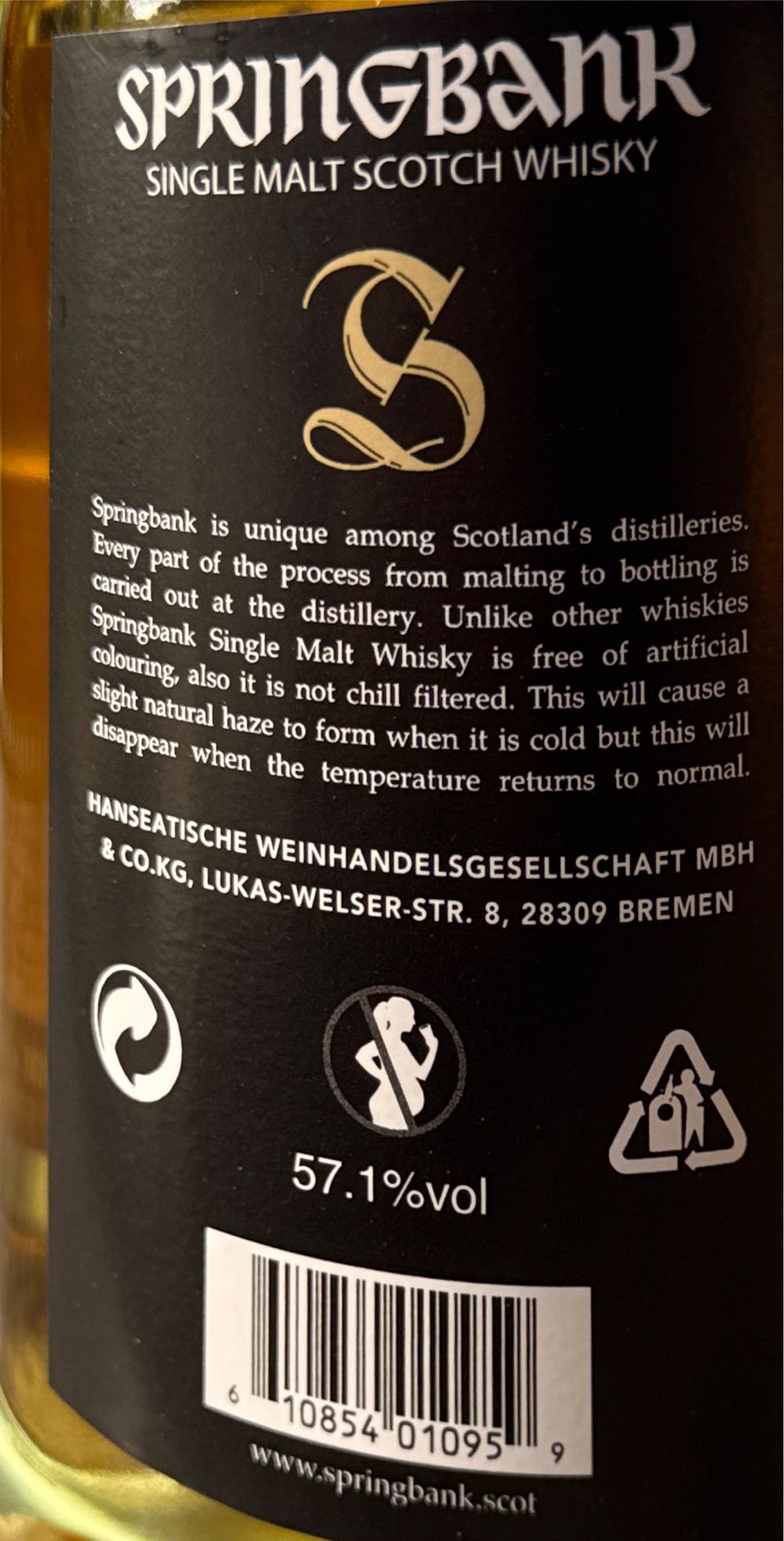 Springbank 100 Proof 5 Years - Springbank Distillery (700 mL) alcohol collectible [Barcode 610854010959] - Main Image 2