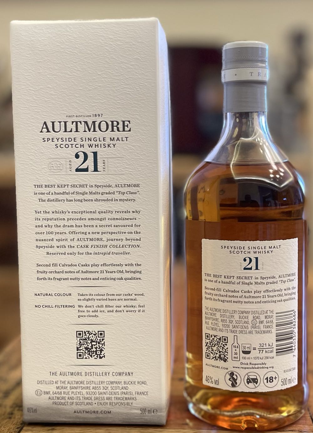 AULTMORE 21y Speyside Single Malt Scotch Whisky - The Aultmore Distillery (500 mL) alcohol collectible [Barcode 7640330382686] - Main Image 2
