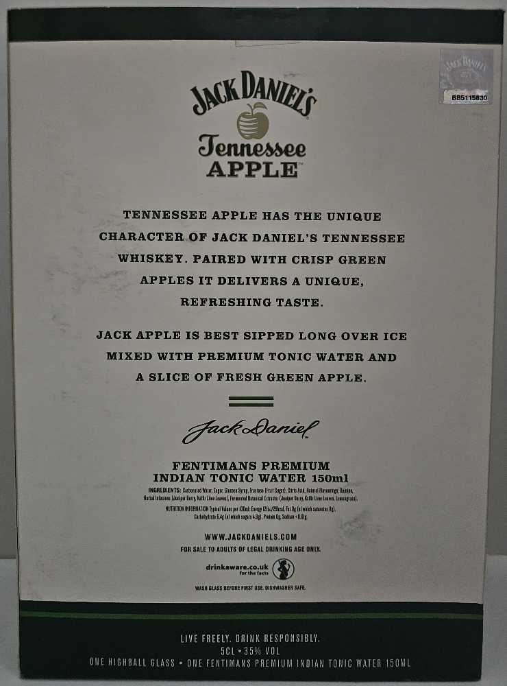 Apple Gift Set - (UK) - 50ML w/ Tonic Water - Jack Daniel Distillery (50 mL) alcohol collectible [Barcode 5038635075815] - Main Image 2