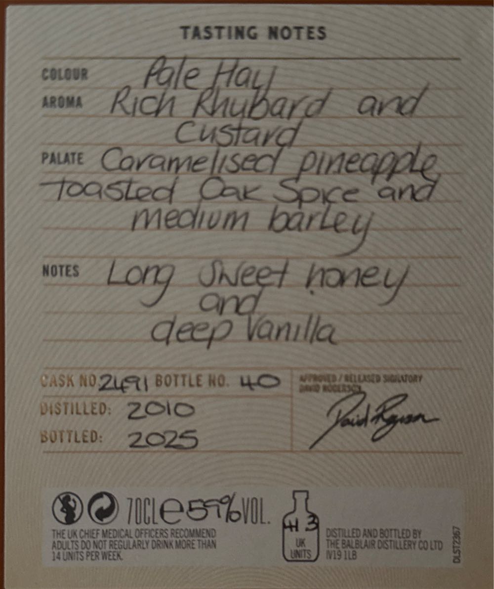 Balblair Single Cask Hand Filled - The Balblair Distillery (700 mL) alcohol collectible - Main Image 2