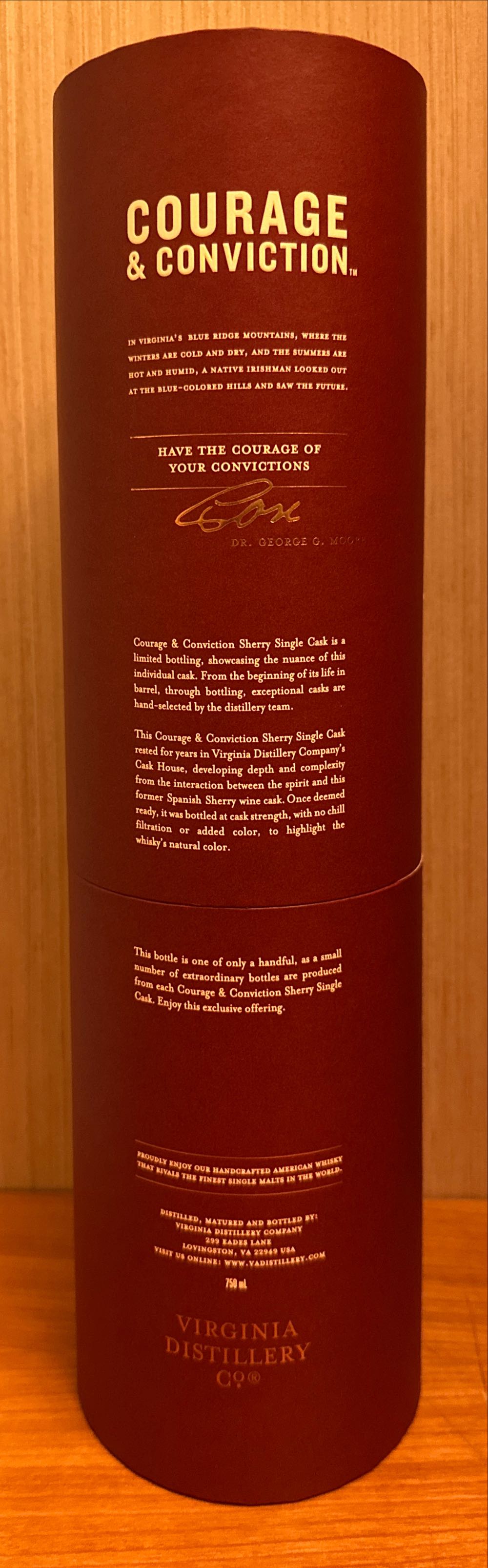 Courage & Conviction - Virginia Distillery Company (750 mL) alcohol collectible [Barcode 856084008193] - Main Image 3