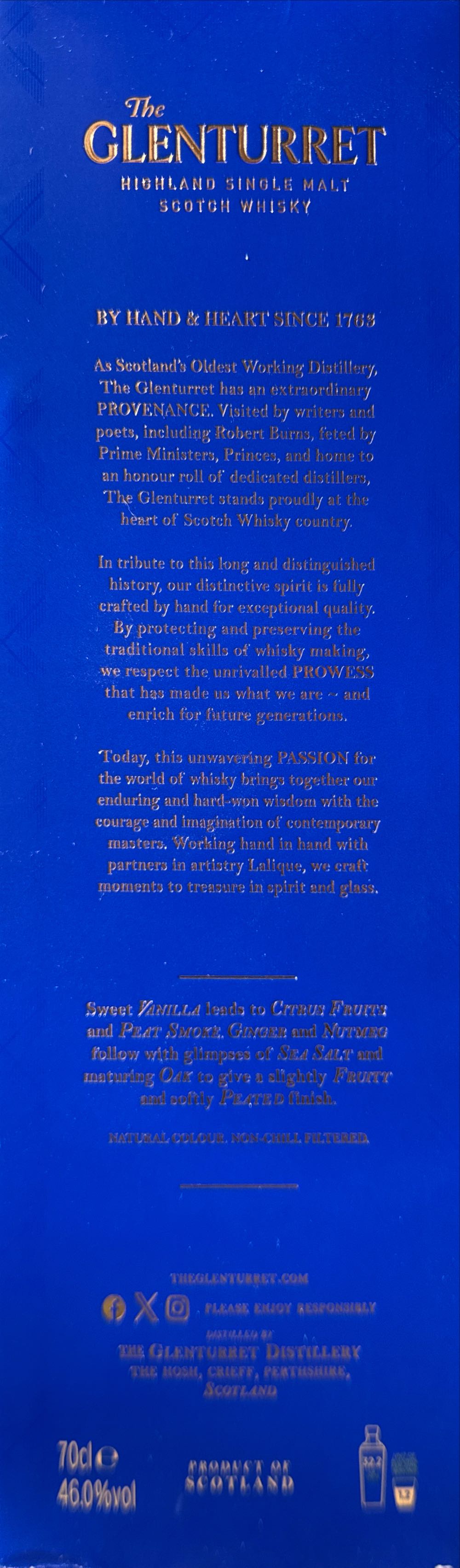 The Glenturret 7 Years Old Peat Smoked - Glenturret Distillery (700 mL) alcohol collectible [Barcode 5060768212003] - Main Image 2