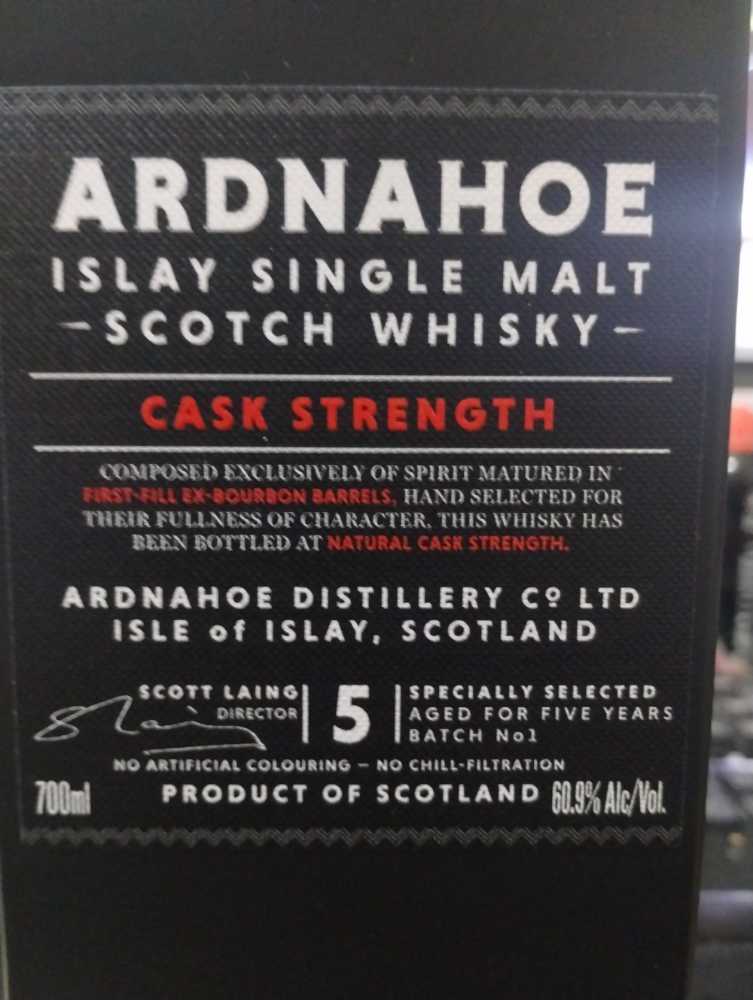 Ardnahoe 5 Year Old Cask Strength - Ardnahoe Distillery (700 mL) alcohol collectible [Barcode 5060354289143] - Main Image 2