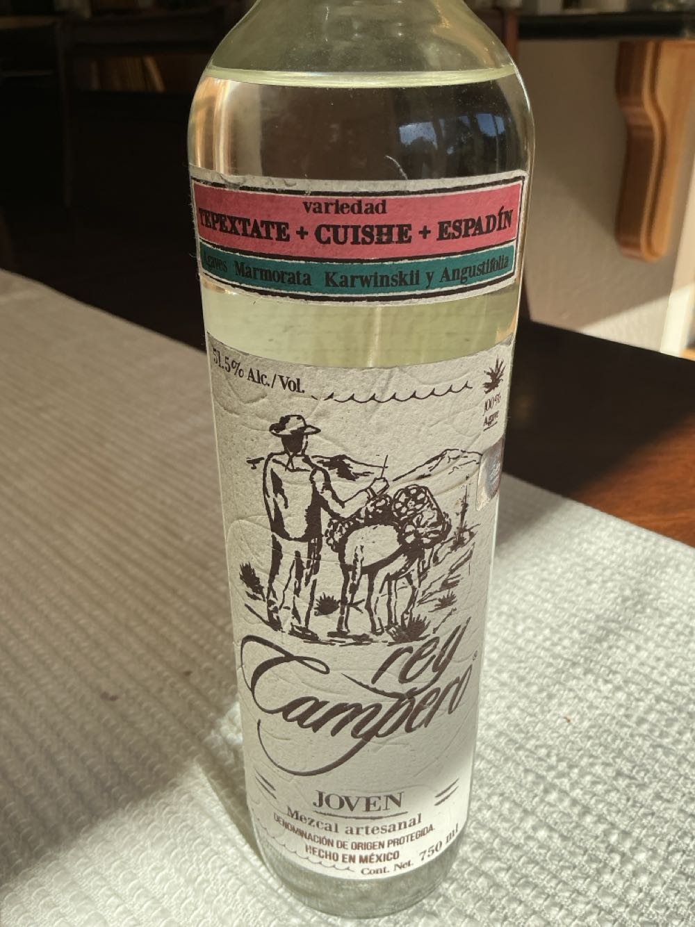 Rey Campero Tepextate + Cuishe + Espadin - Rey Campero (750 mL) alcohol collectible [Barcode 7503018107004] - Main Image 2