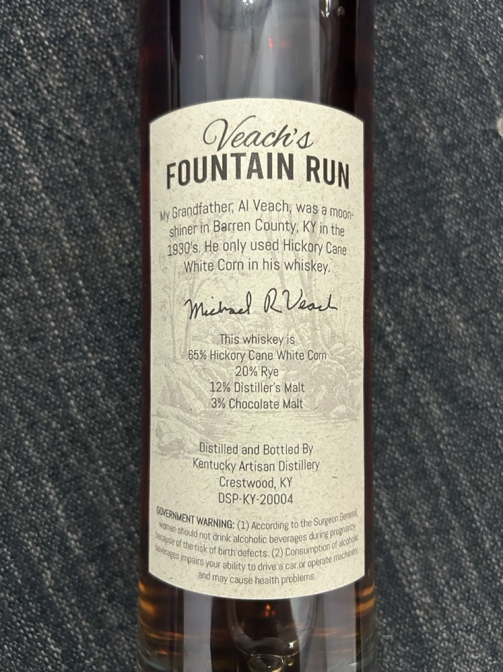 Fountain Run - Kentucky Artisian Distillery (750 mL) alcohol collectible - Main Image 2