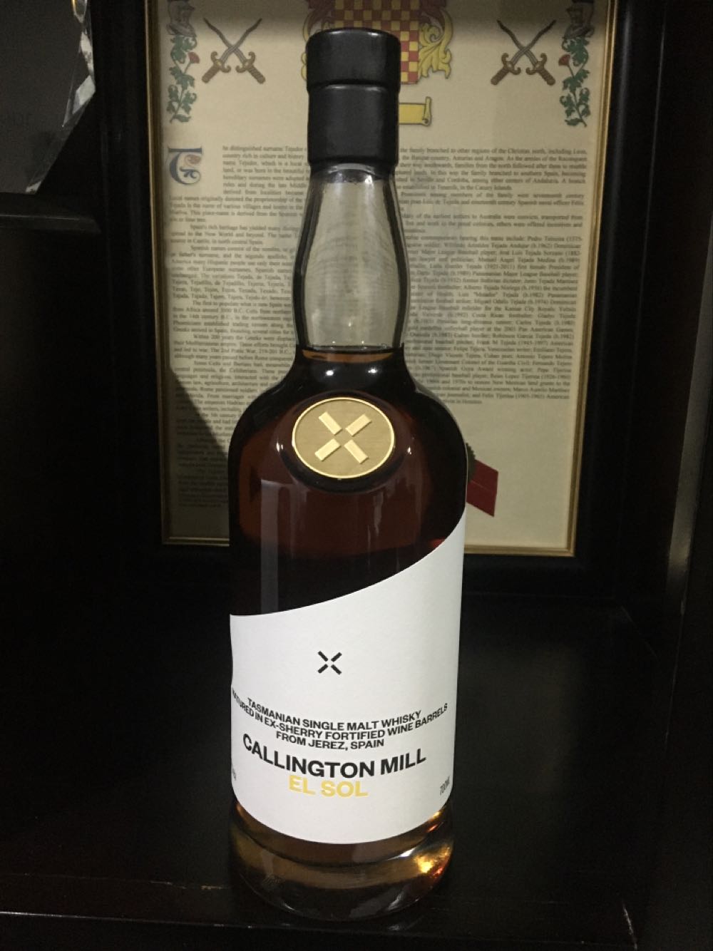 Callington Mill El Sol Whisky Seal 46%  (700 mL) alcohol collectible [Barcode 9358924000219] - Main Image 3