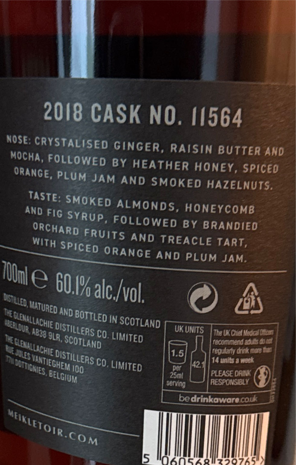 Meikle Toir 7 Years - The Glenallachie Distillers LTD (700 mL) alcohol collectible [Barcode 5060568329765] - Main Image 3