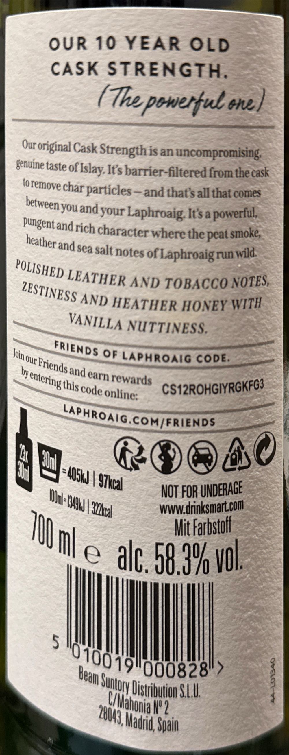 Laphroaig 10 Years Cask Strength Batch 017 And Old Whisky – - Laphroaig Distillery alcohol collectible [Barcode 5010019000828] - Main Image 2