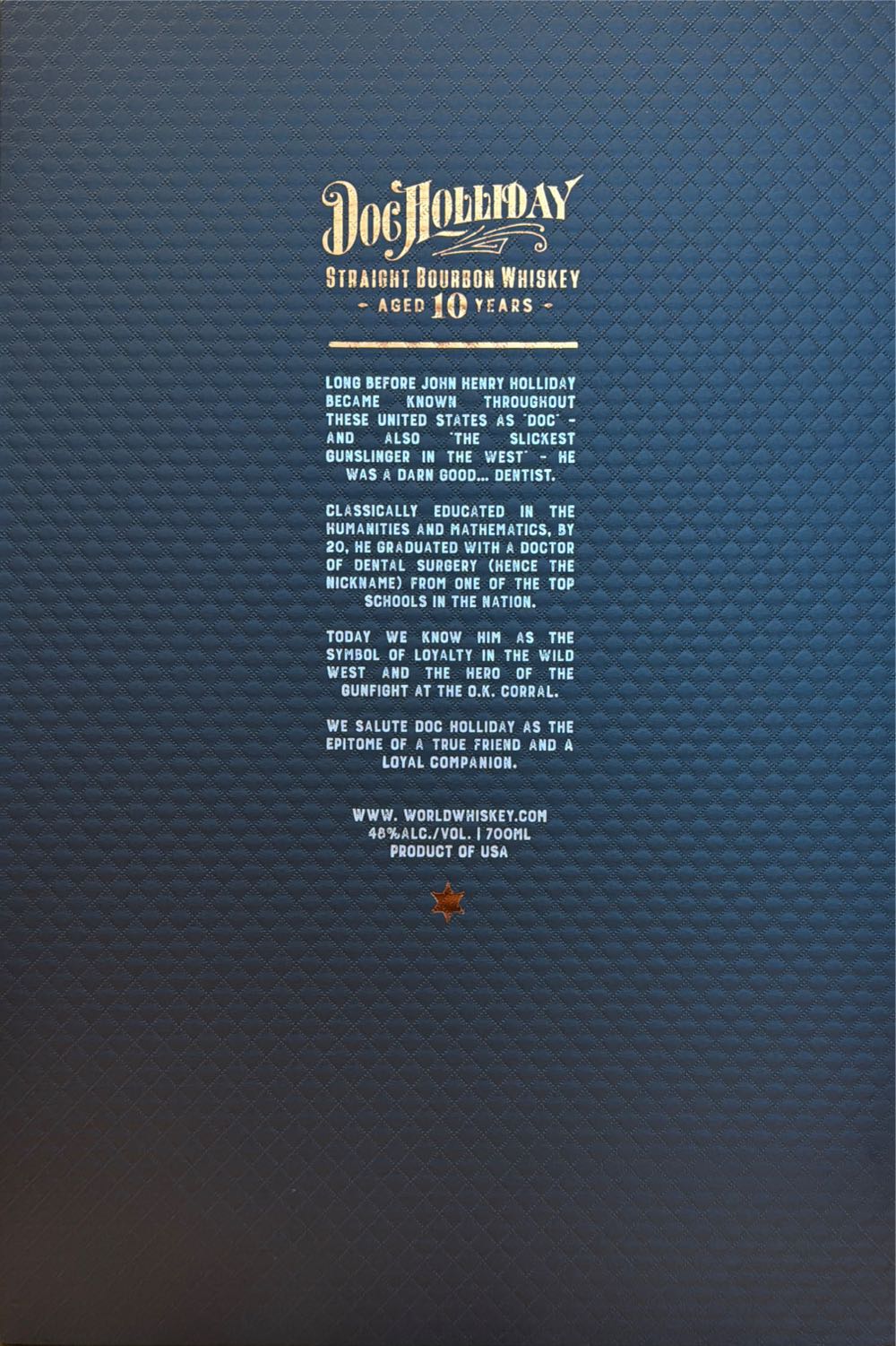 Doc Holliday 10 Year Old Bourbon Whiskey Special Edition Collector’s Case Revolver Set - World Whiskey Society (700 mL) alcohol collectible [Barcode 736649254404] - Main Image 8