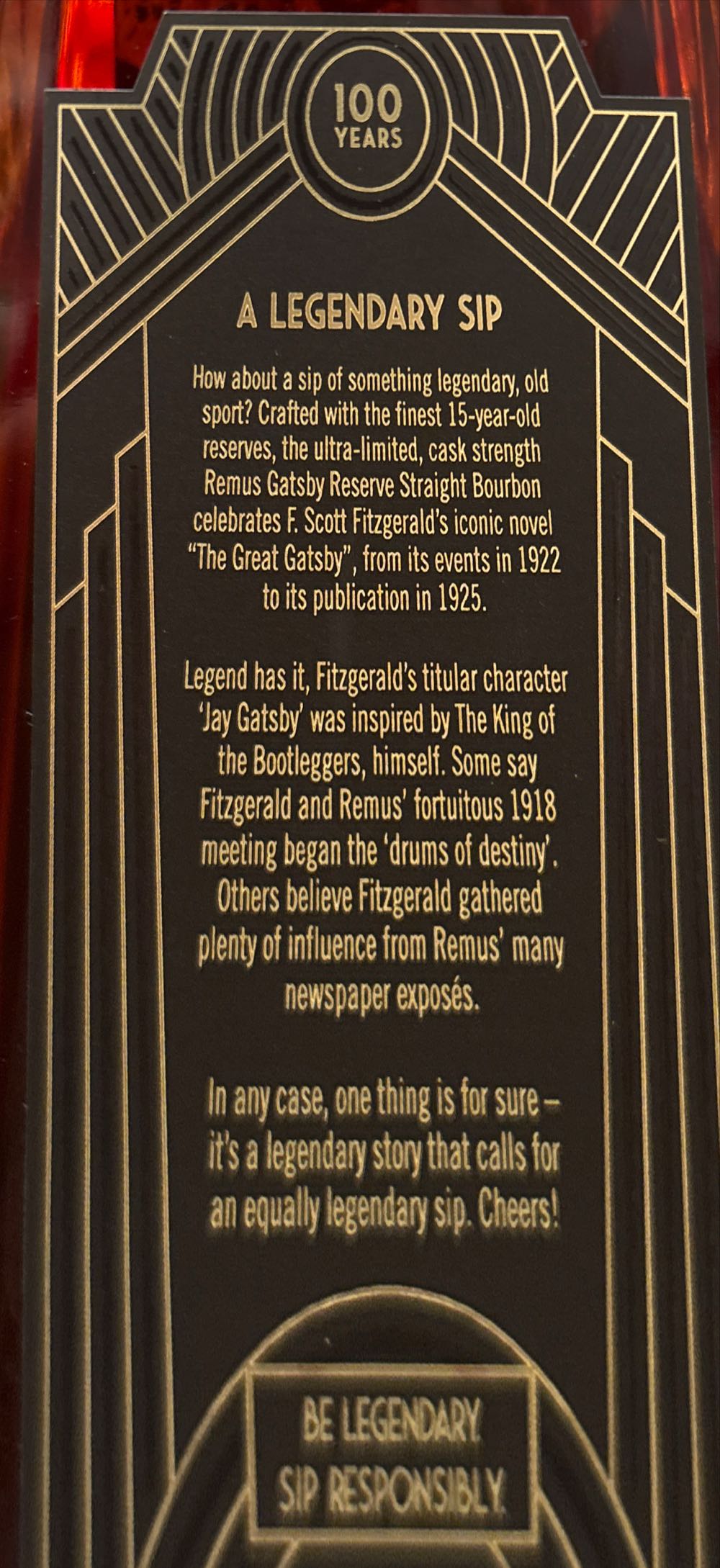 Remus Gatsby Reserve 15 yr - Ross & Squibb Distillery (750 mL) alcohol collectible [Barcode 088352142449] - Main Image 3
