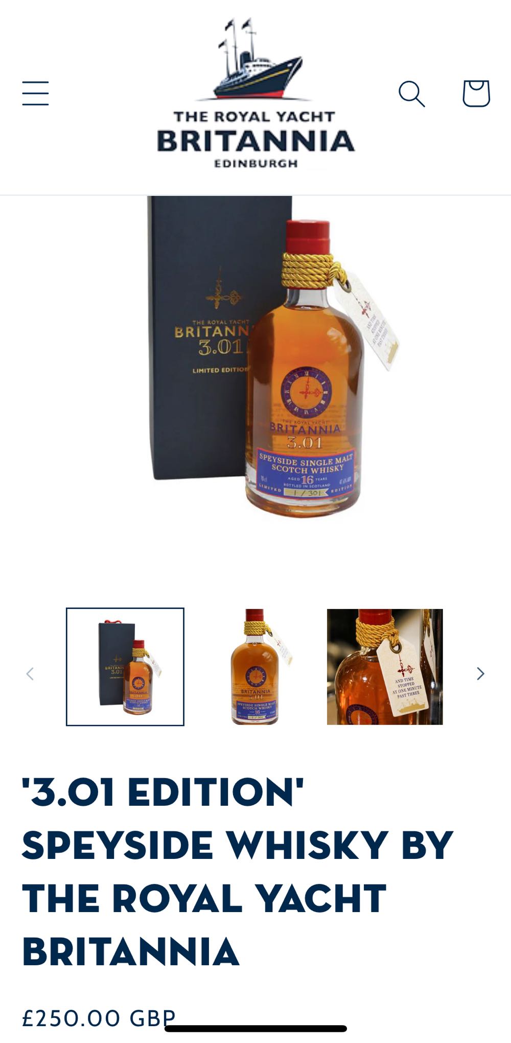 BRITANNIA 3.01 16y Speyside Single Malt Scotch Whisky Limited Edition - The Glen Moray Distillery (700 mL) alcohol collectible - Main Image 4