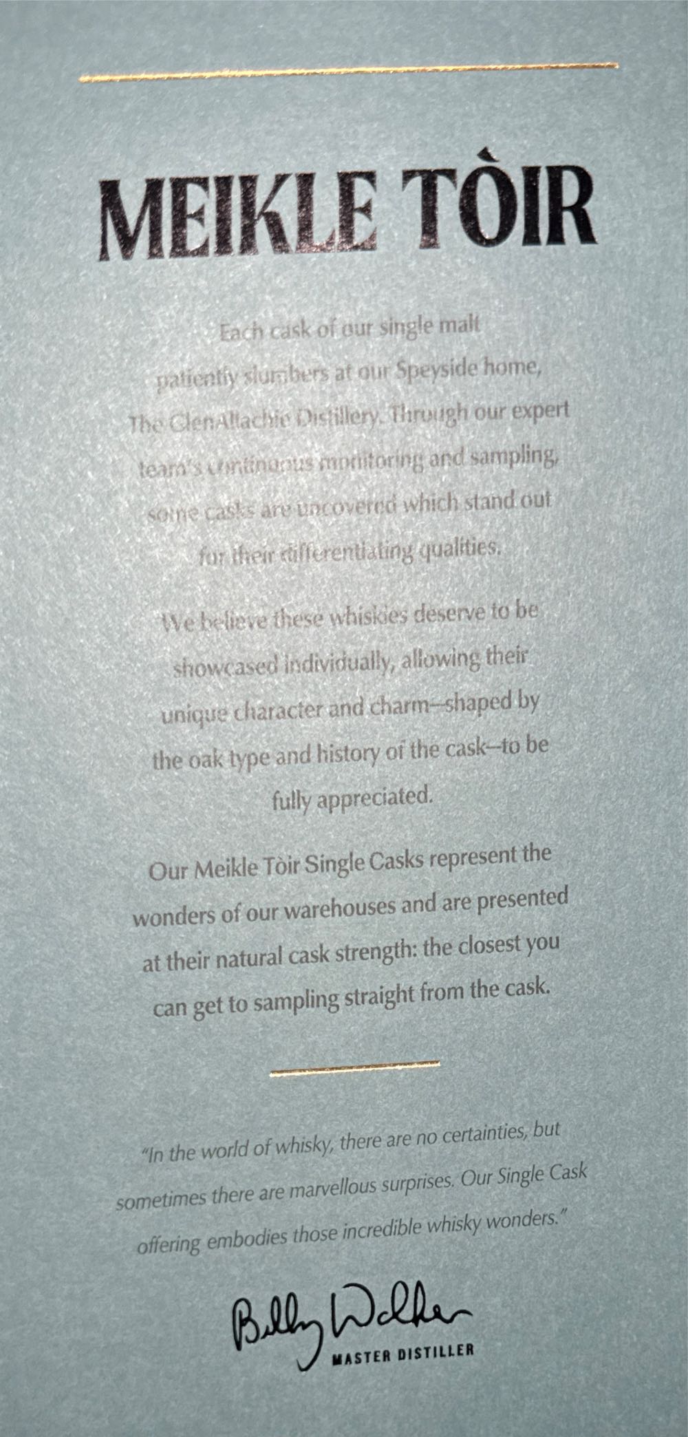 Meikle Tòir 6 Years - The Glenallachie Distillers LTD (700 mL) alcohol collectible [Barcode 5060568329666] - Main Image 3