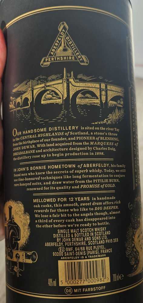 Aberfeldy 12 Year Old Highland Single Malt Scotch - The Aberfeldy Distillery (700 mL) alcohol collectible - Main Image 2