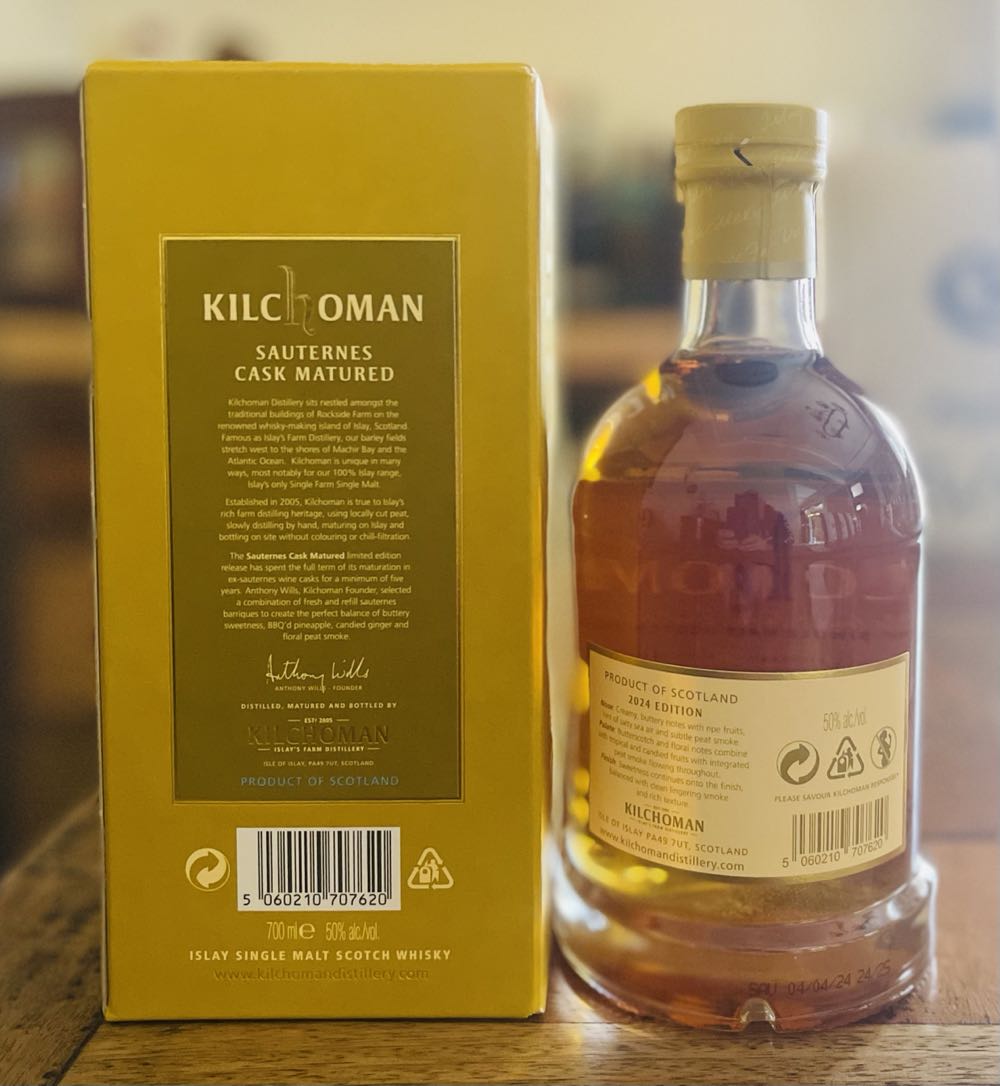 KILCHOMAN 2024 Edition Sauternes Cask Matured Islay Single Malt Scotch Whisky - Kilchoman Islay’s Farm Distillery (700 mL) alcohol collectible [Barcode 5060210707620] - Main Image 2
