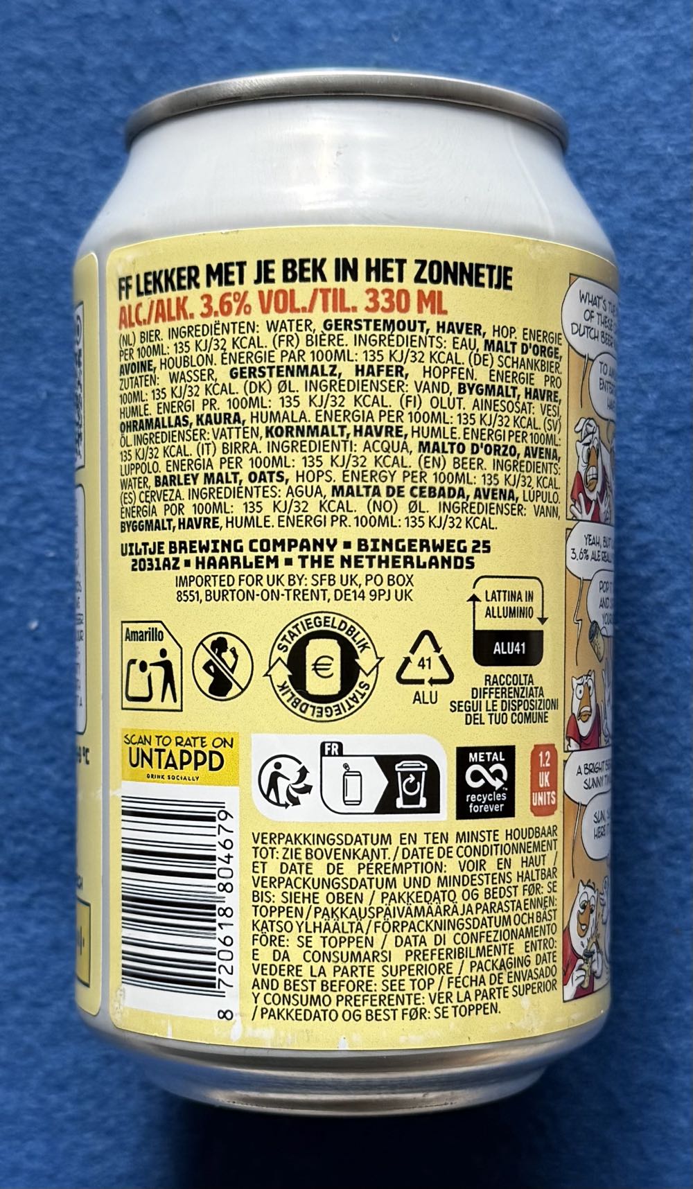 FF Lekker Met Je Bek In Het Zonnetje - Uiltje Brewing Company (330 mL) alcohol collectible [Barcode 8720618804679] - Main Image 3