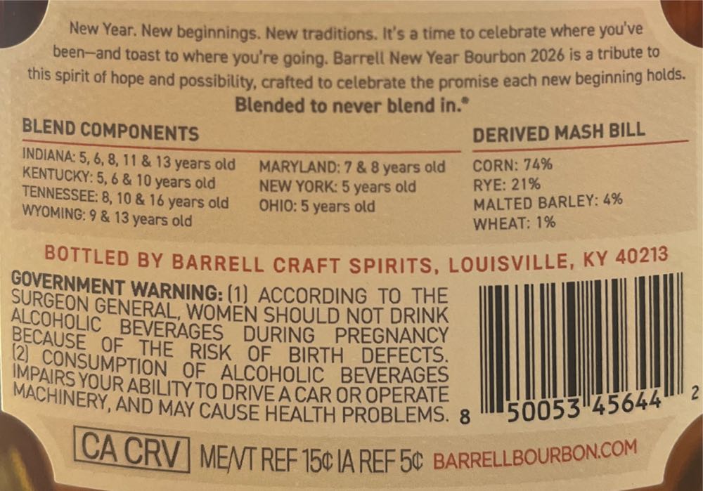 Barrell Bourbon New year - Barrell Craft Spirits (750 mL) alcohol collectible [Barcode 850053456442] - Main Image 3