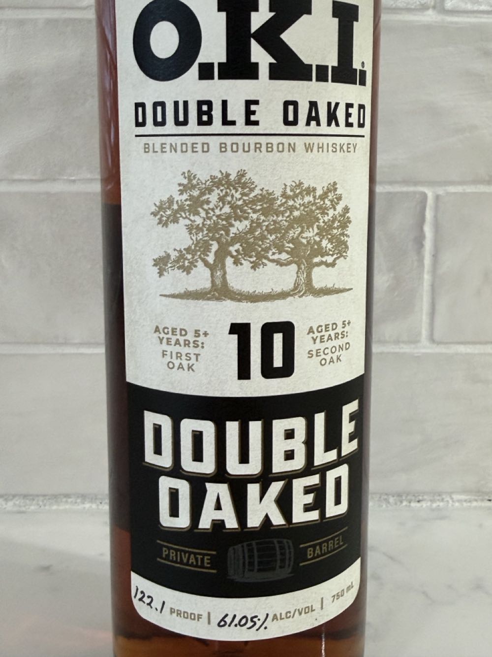 O.K.I. Double Oaked Blended Bourbon Whiskey Private Barrel 10 Yr - O.K.I. Bourbon (750 mL) alcohol collectible [Barcode 602835243531] - Main Image 4