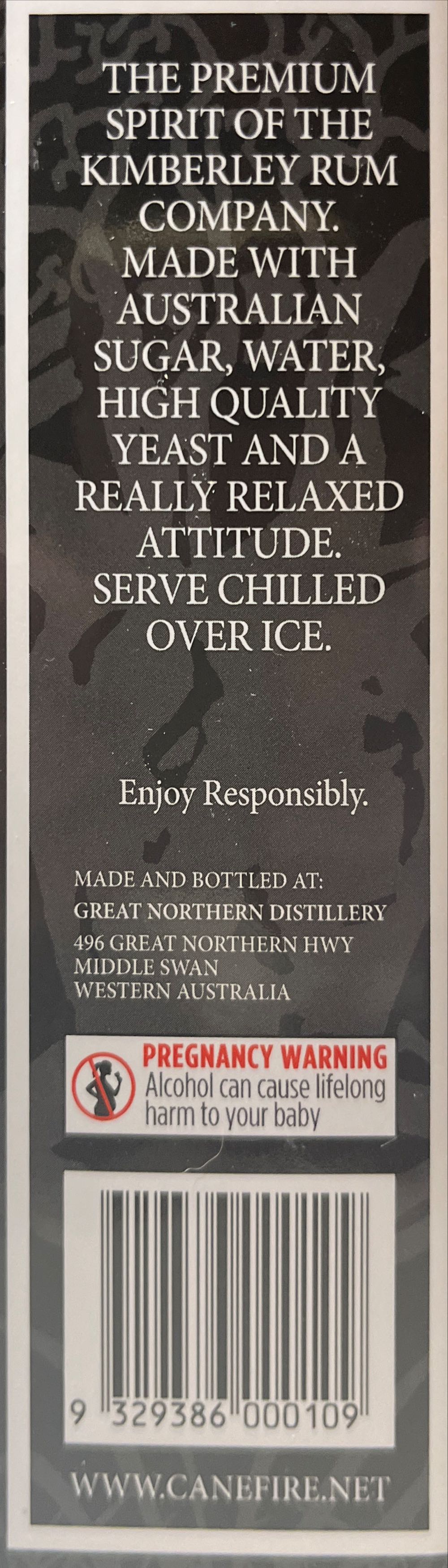 Canefire Backburn Op Dark: 700 Ml  (700 mL) alcohol collectible [Barcode 9329386000109] - Main Image 2