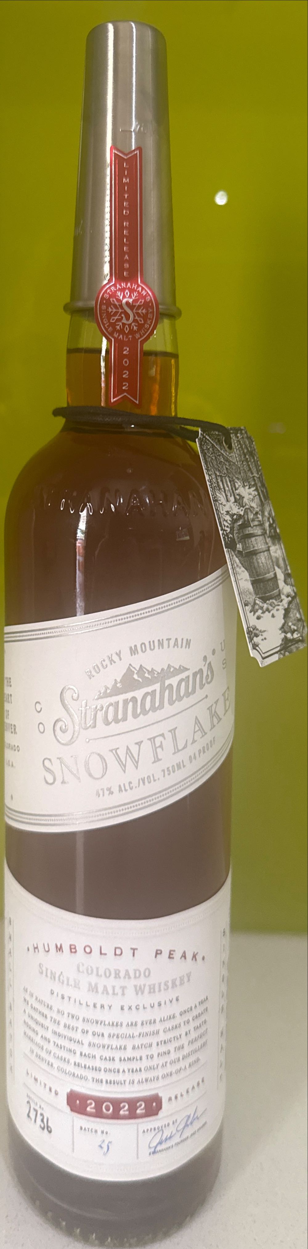 Stranahan’s Snowflake ”Humboldt Peak”  Edition #25 - Stranahan’s Colorado Whiskey (750 mL) alcohol collectible [Barcode 811538019774] - Main Image 3