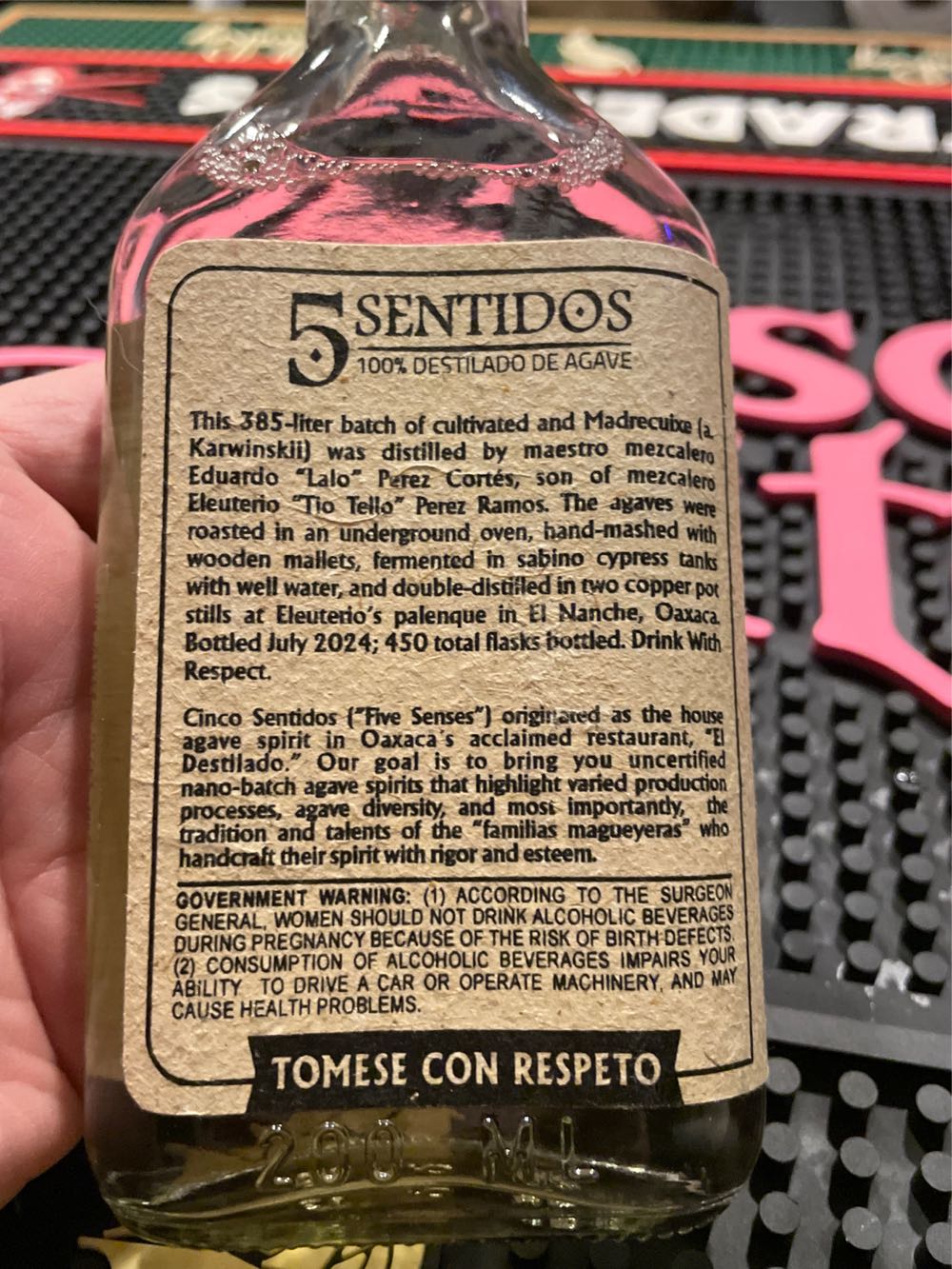 Madrecuixe - 5 Sentidos (200 mL) alcohol collectible [Barcode 714770234120] - Main Image 2
