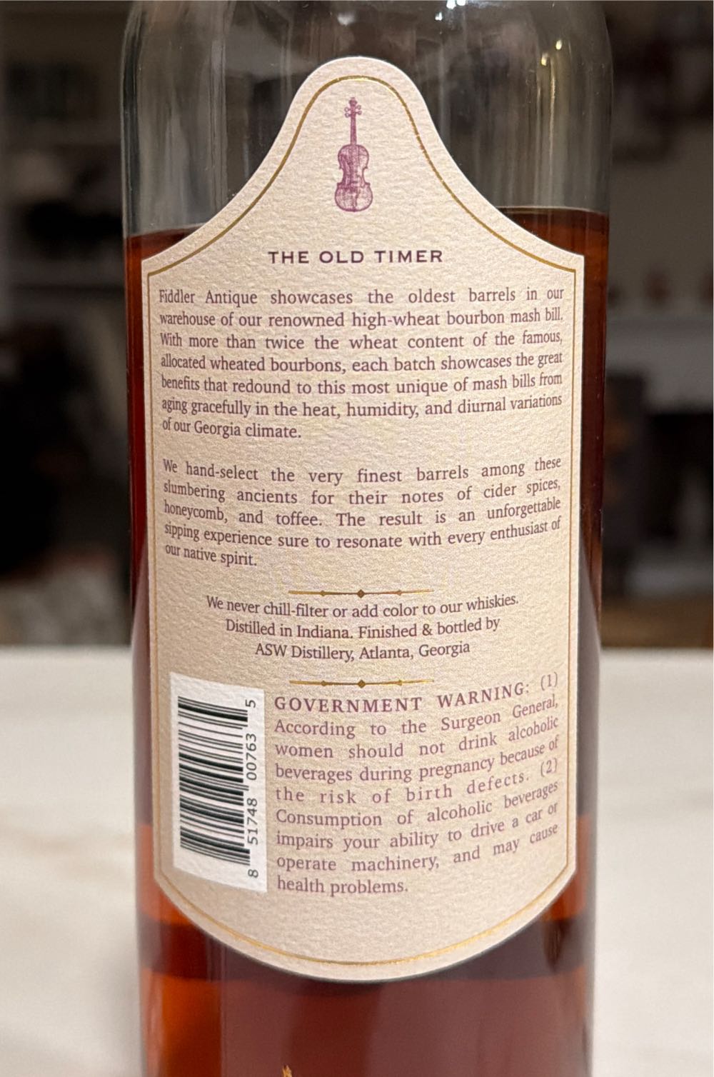 Fiddler Antique Straight Bourbon Whiskey 8yr 750ml - ASW Distillery (750 mL) alcohol collectible [Barcode 851748007635] - Main Image 2