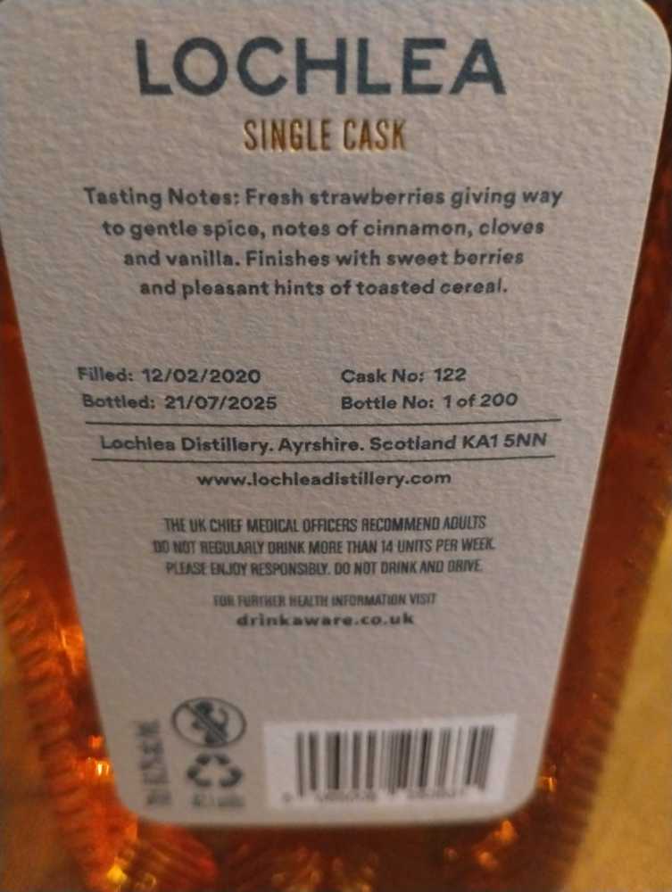 Lochlea Single Cask The Pot Still  - Lochlea Distillery (700 mL) alcohol collectible [Barcode 5065008253631] - Main Image 4
