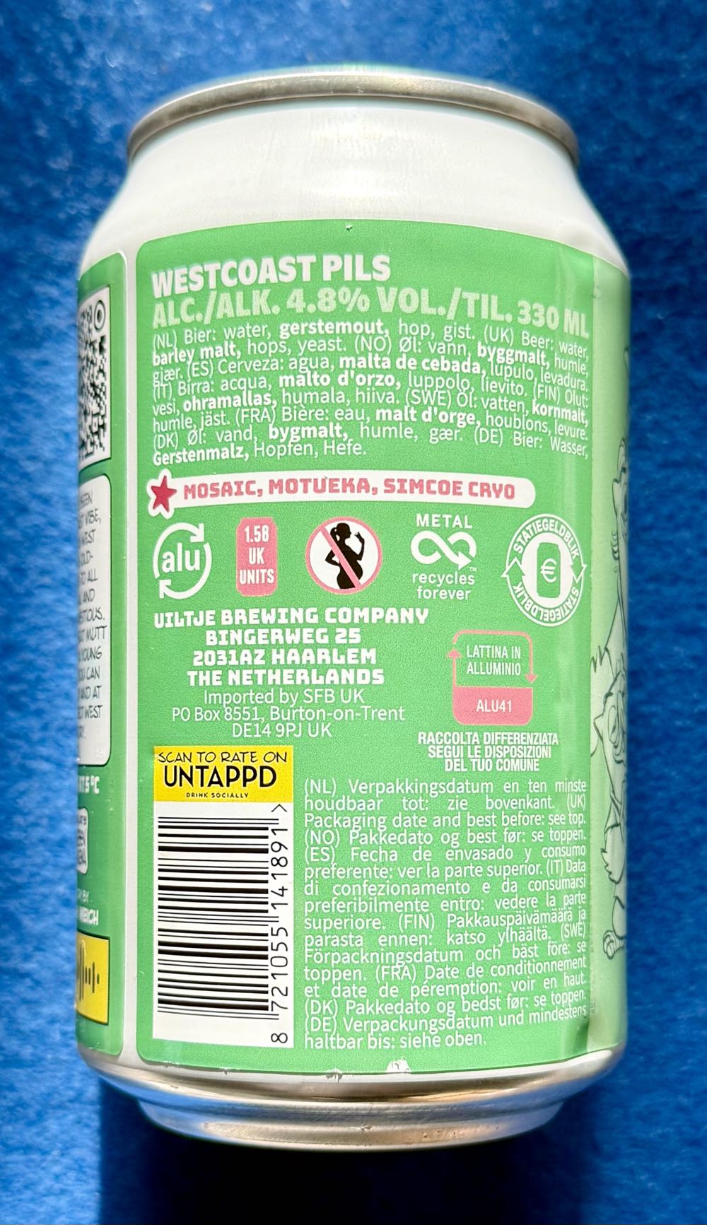 What’s Up Dude? - Uiltje Brewing Company (330 mL) alcohol collectible [Barcode 8721055141891] - Main Image 3