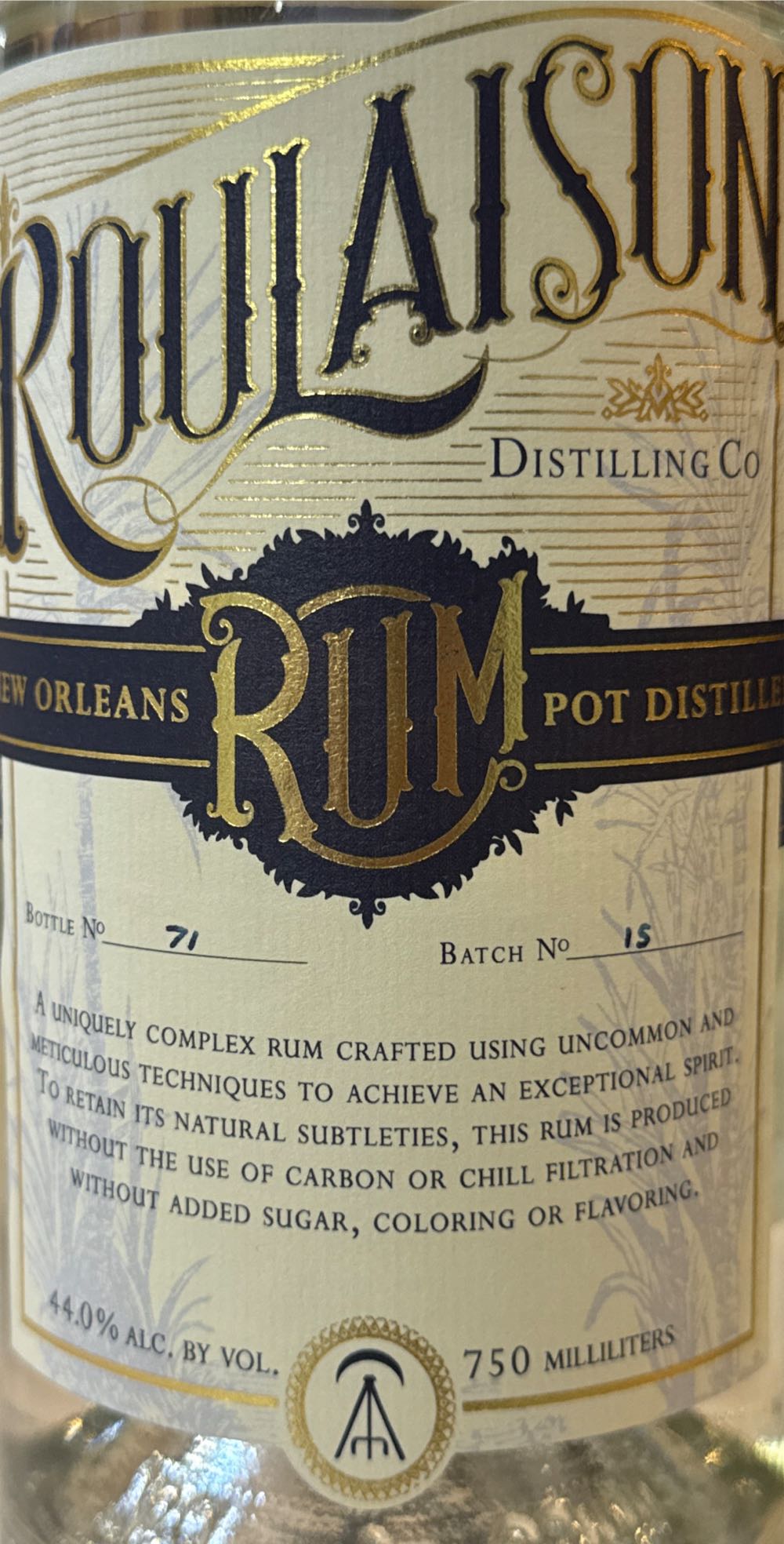 Roulaison Pot Distilled Rum 750ml - Roulaison (750 mL) alcohol collectible [Barcode 602573019368] - Main Image 2