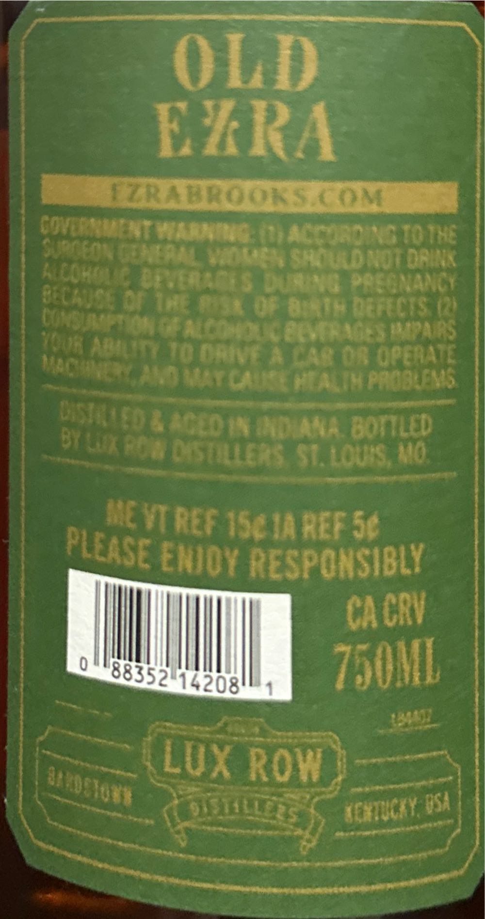 Old Ezra Single Barrel 7 Year Old Rye - Lux Row Distllery (750 mL) alcohol collectible [Barcode 088352142081] - Main Image 2