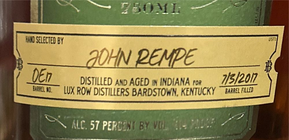 Old Ezra Single Barrel 7 Year Old Rye - Lux Row Distllery (750 mL) alcohol collectible [Barcode 088352142081] - Main Image 3