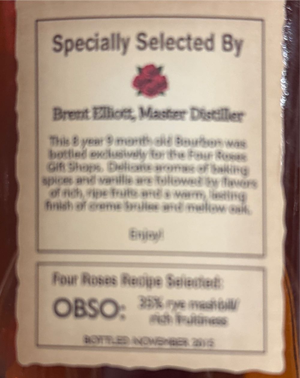 Four Roses Single Barrel - OBSO - Four Roses Distillery LLC (750 mL) alcohol collectible [Barcode 040063400294] - Main Image 2